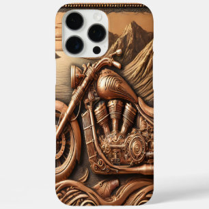 Scenic Leather-Style Motorcycle Art iPhone 16 Pro Max Case