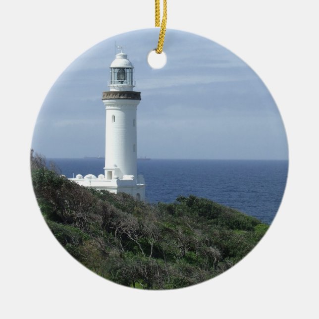 Scenic Lighthouse Ceramic Ornament (Front)