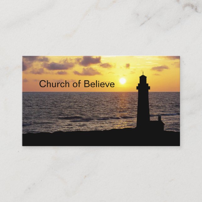 Scenic Lighthouse Church Design Business Card (Front)