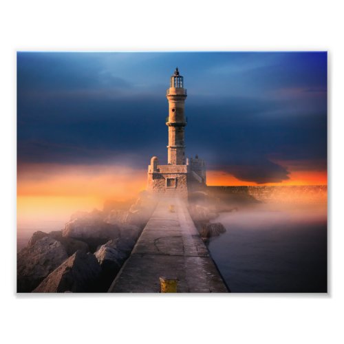 Scenic Lighthouse Sunset Storm Beautiful Landscape Photo Print