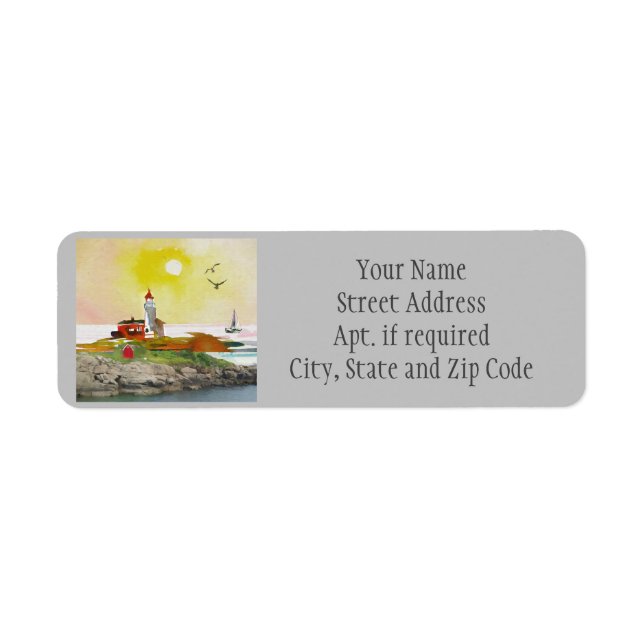 Scenic Lighthouse Water RocksReturn Address Label (Front)