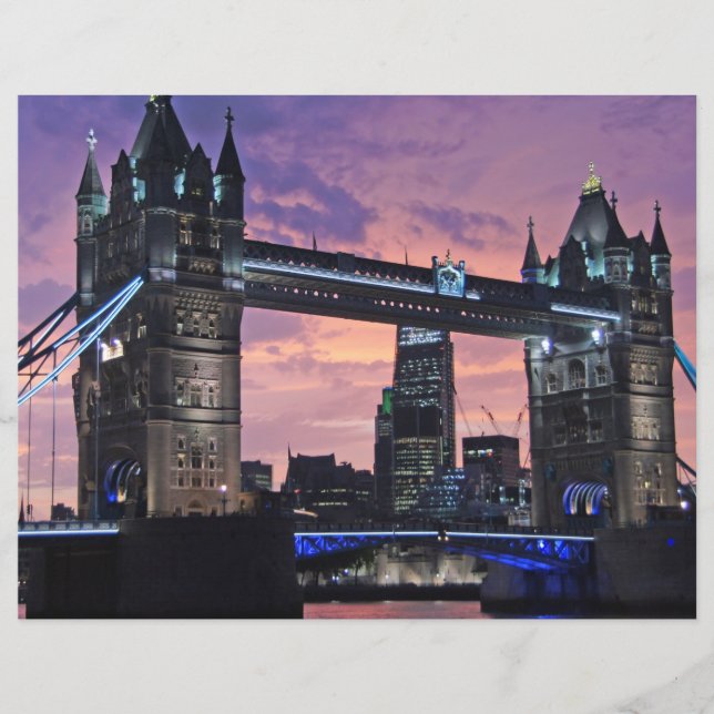 Scenic London Tower Bridge Scrapbook Paper (Front)