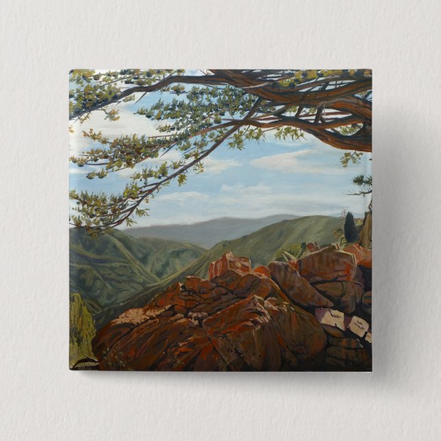 Scenic Lookout Mountain Pastoral Landscape Vista Button (Front)