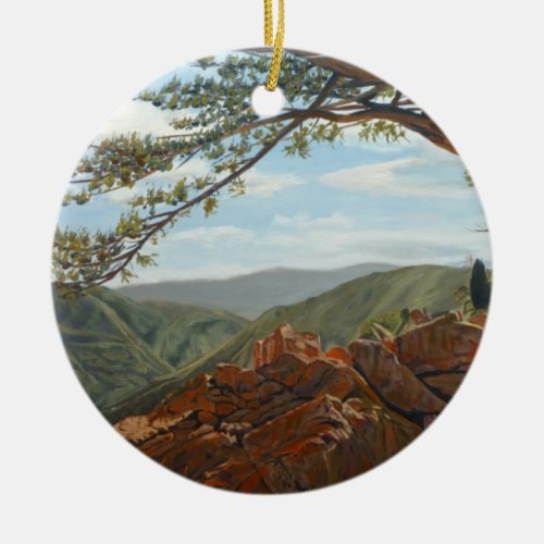 Scenic Lookout Mountain Pastoral Landscape Vista Ceramic Ornament