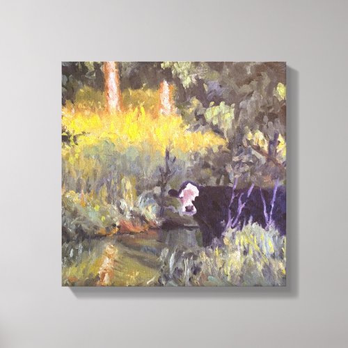 Scenic Missouri Farm with Cow in Stream Canvas Print