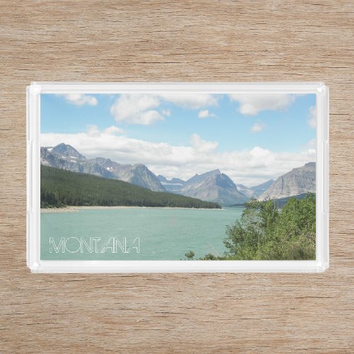 Scenic Montana Mountains and Lake Landscape Acrylic Tray