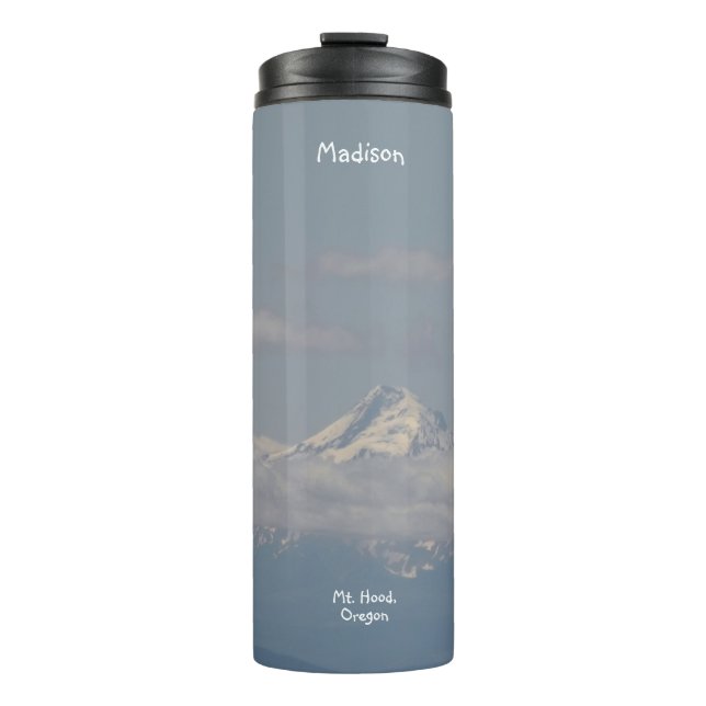 Scenic Mount Hood Photo Blue Personalized Thermal Tumbler (Front)