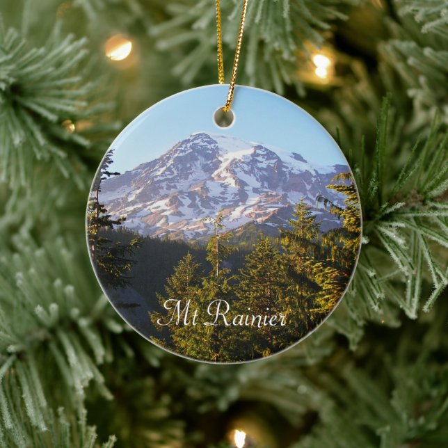 Scenic Mount Rainier Holiday Ceramic Ornament (Tree)