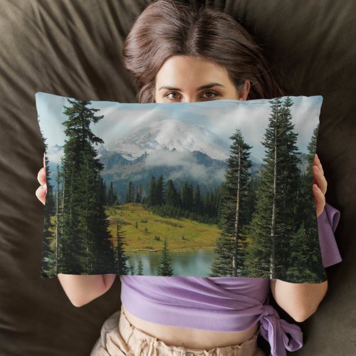 Scenic Mount Rainier Landscape Accent Pillow