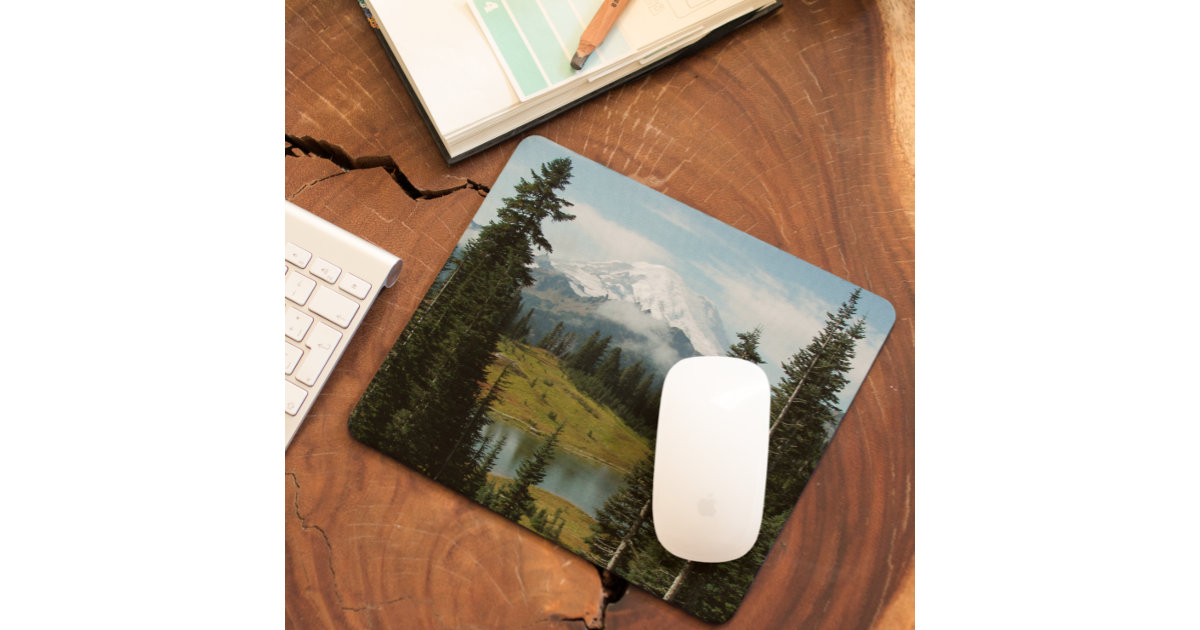 Scenic Mount Rainier Landscape Photo Mouse Pad | Zazzle