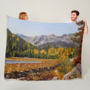 Scenic Mountain Lake in Estes Park Fleece Blanket