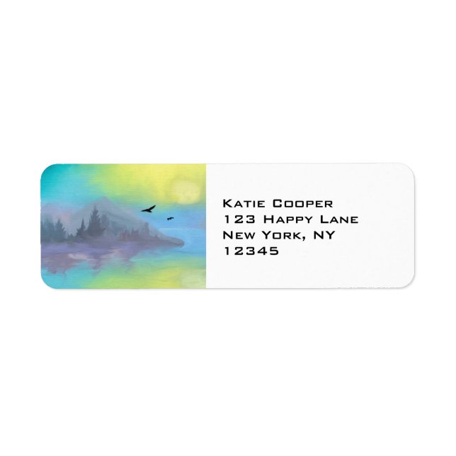 Scenic Mountain Lake Landscape Label (Front)