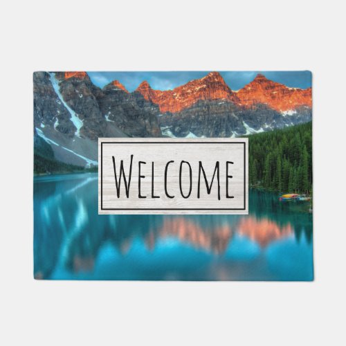 Scenic Mountain  Lake Landscape Photo Welcome Doormat