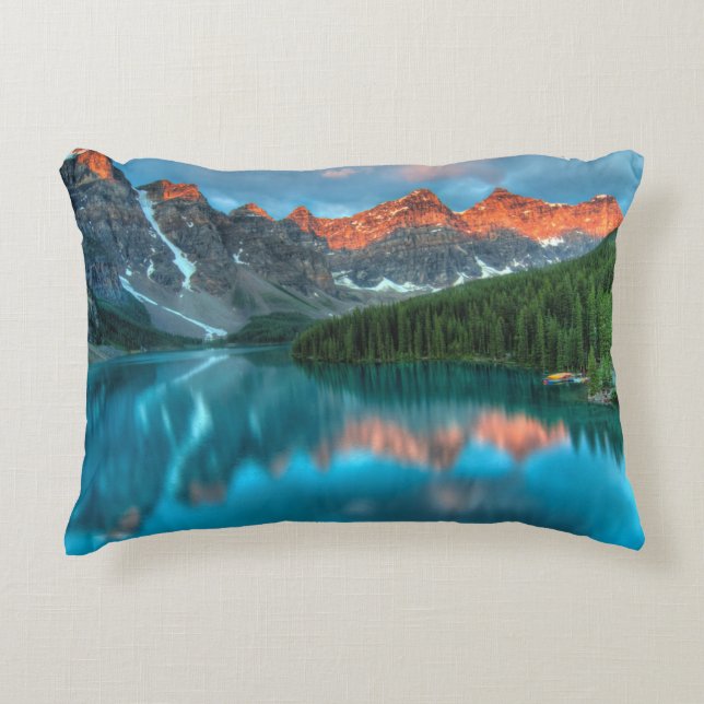 Scenic Mountain & Lake Landscape Photograph Accent Pillow (Front)