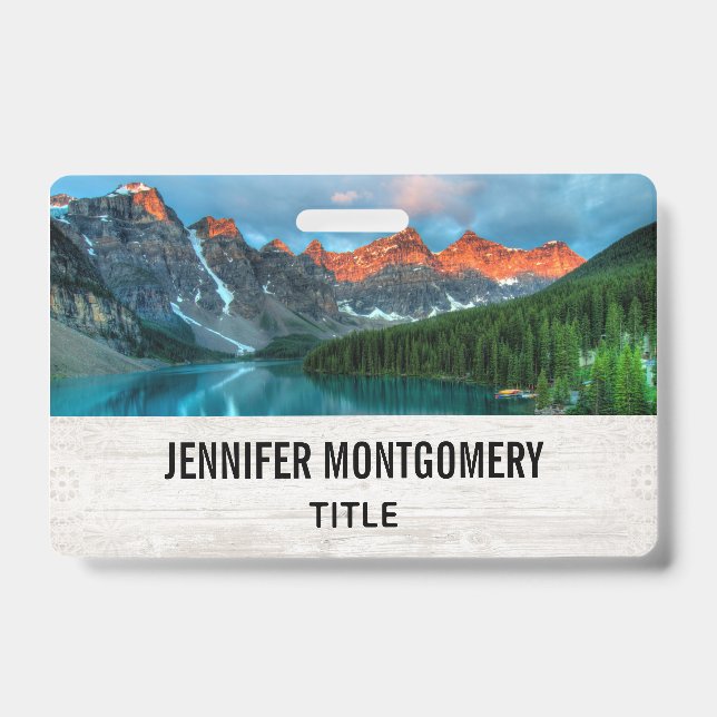 Scenic Mountain & Lake Landscape Photograph Badge (Front)