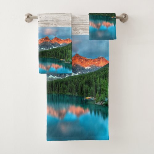 Scenic Mountain  Lake Landscape Photograph Bath Towel Set