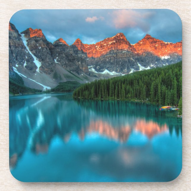 Scenic Mountain & Lake Landscape Photograph Beverage Coaster (Front)