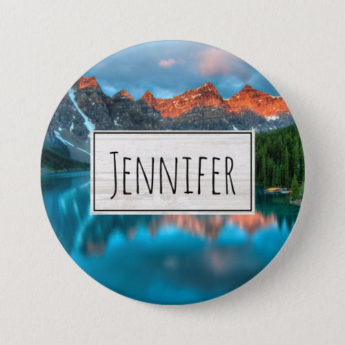 Scenic Mountain  Lake Landscape Photograph Button