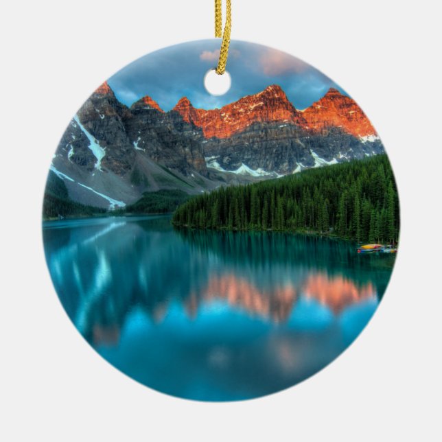 Scenic Mountain & Lake Landscape Photograph Ceramic Ornament (Front)