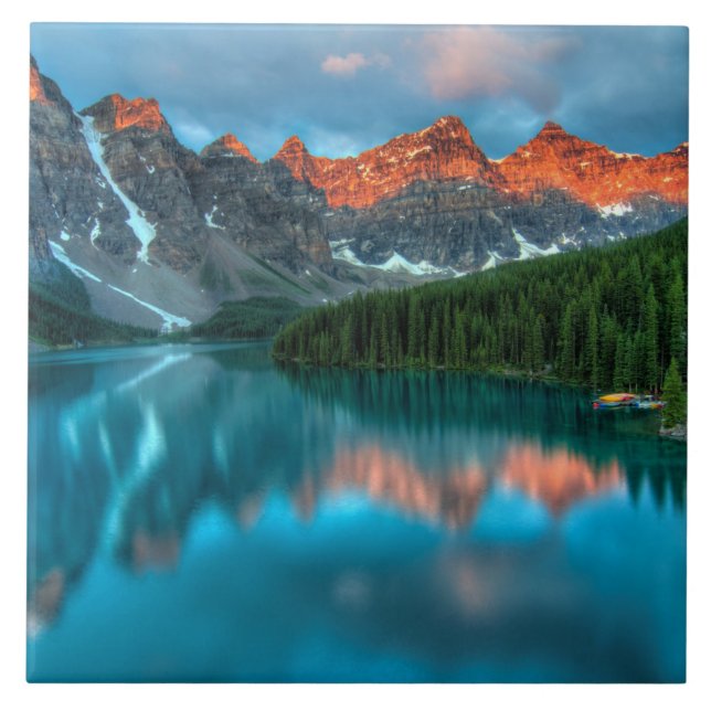 Scenic Mountain & Lake Landscape Photograph Ceramic Tile (Front)