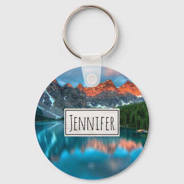 Scenic Mountain & Lake Landscape Photograph Keychain (Front)