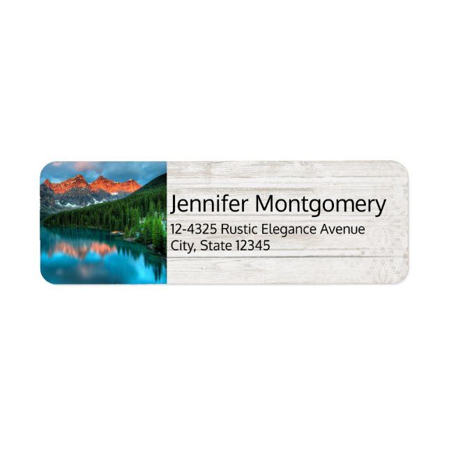 Scenic Mountain & Lake Landscape Photograph Label (Front)