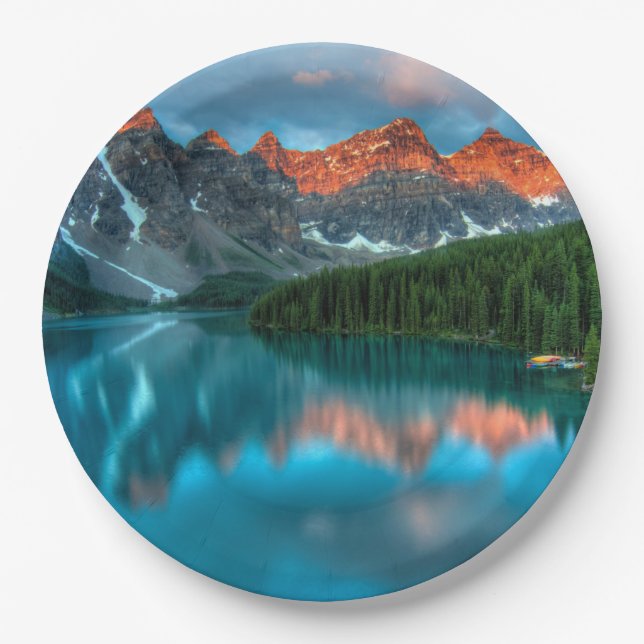 Scenic Mountain & Lake Landscape Photograph Paper Plates (Front)