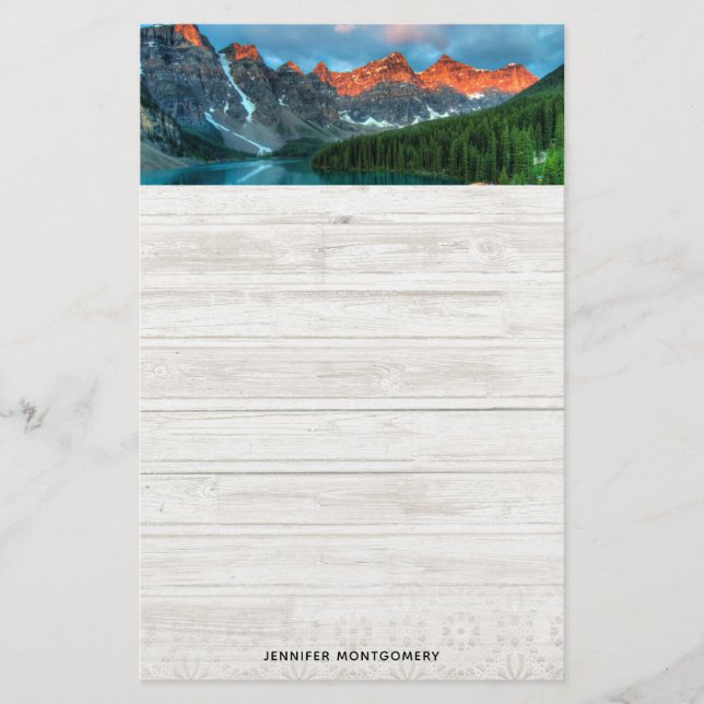 Scenic Mountain & Lake Landscape Photograph Stationery (Front)