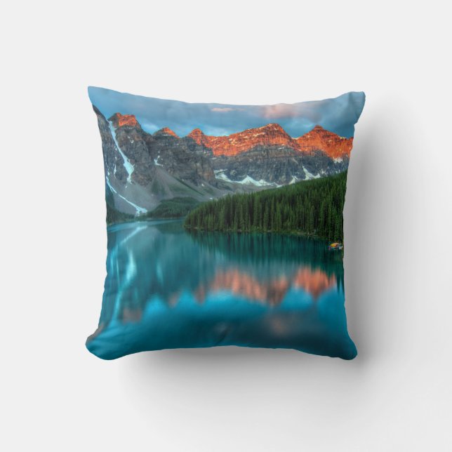 Scenic Mountain & Lake Landscape Photograph Throw Pillow (Front)