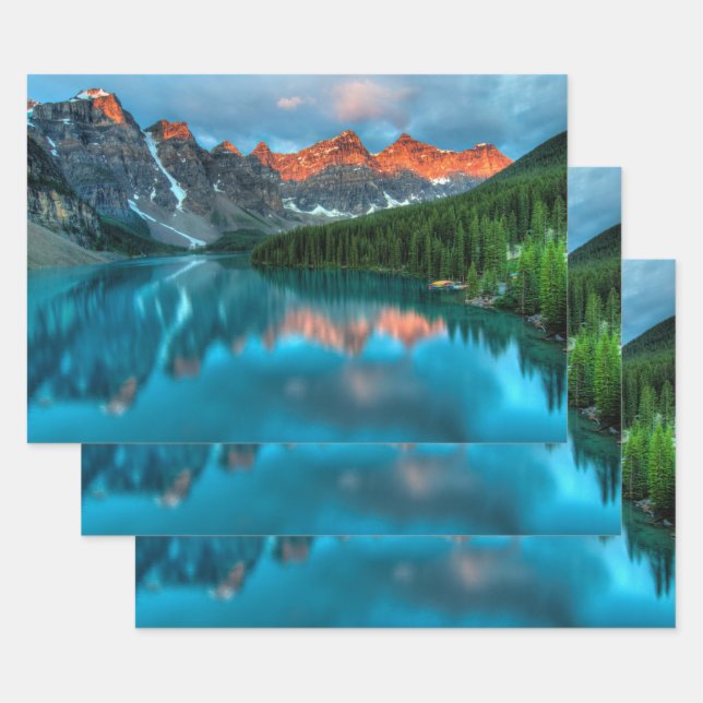 Scenic Mountain & Lake Landscape Photograph Wrapping Paper Sheets (Set)