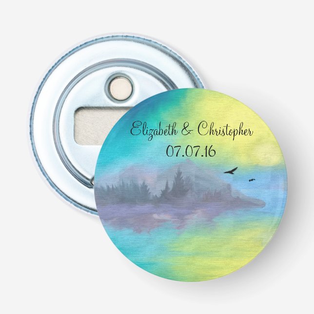 Scenic Mountain Lake Landscape Wedding Favor Bottle Opener (Front)