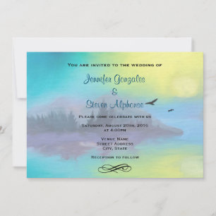Scenic Mountain Lake Landscape Wedding Invitation