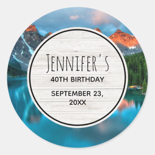 Scenic Mountain  Lake Photograph Birthday Classic Round Sticker