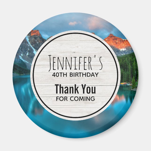 Scenic Mountain & Lake Photograph Birthday Magnet (Front)