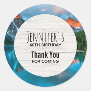 Scenic Mountain & Lake Photograph Thank You Classic Round Sticker