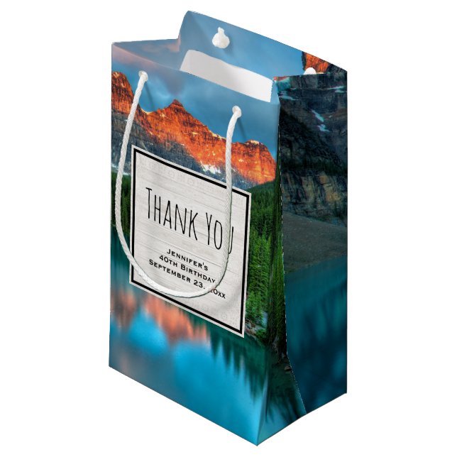 Scenic Mountain & Lake Photograph Thank You Small Gift Bag (Front Angled)