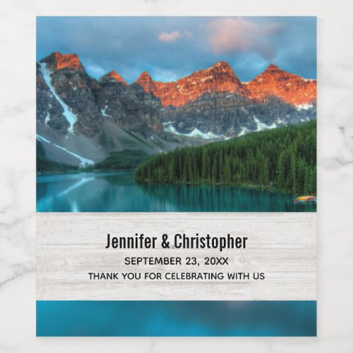 Scenic Mountain  Lake Photograph Wedding Wine Label