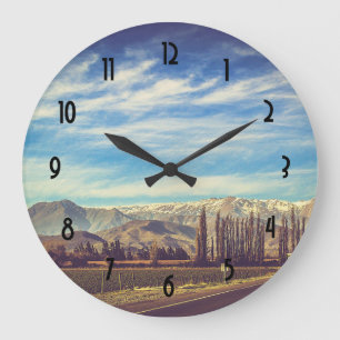 Scenic Mountain Landscape in The Andes Large Clock
