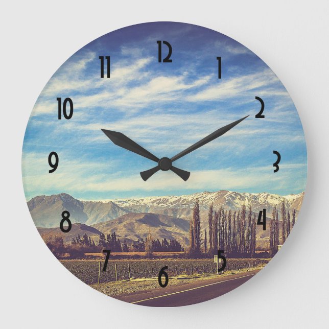 Scenic Mountain Landscape in The Andes Large Clock (Front)