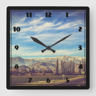 Scenic Mountain Landscape in The Andes Square Wall Clock