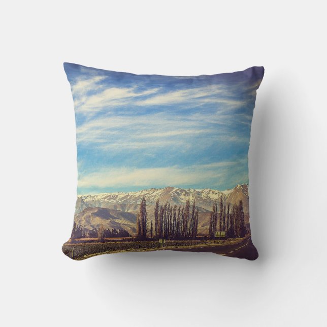 Scenic Mountain Landscape in The Andes Throw Pillow (Front)