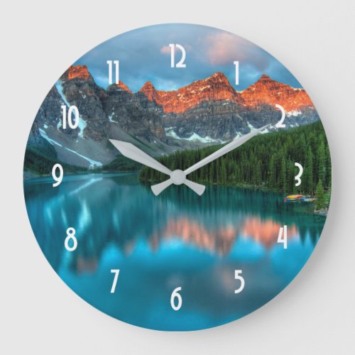 Scenic Mountain Landscape Photograph Large Clock