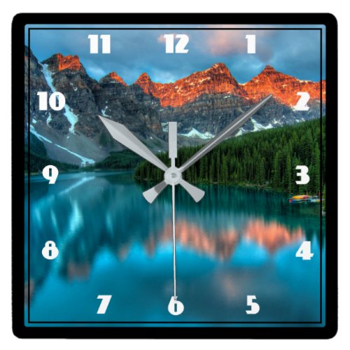 Scenic Mountain Landscape Photograph Square Wall Clock