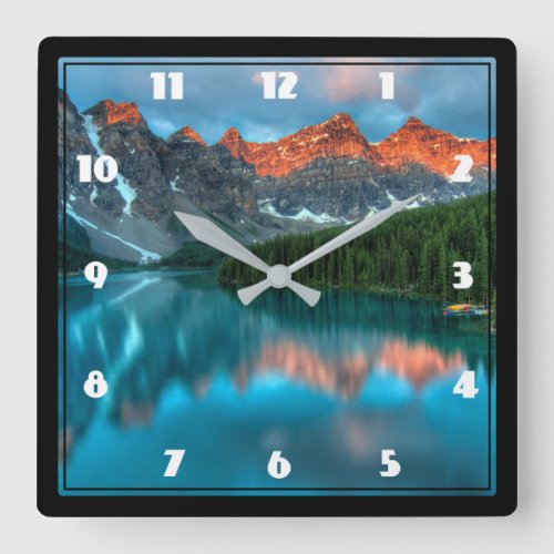 Scenic Mountain Landscape Photograph Square Wall Clock