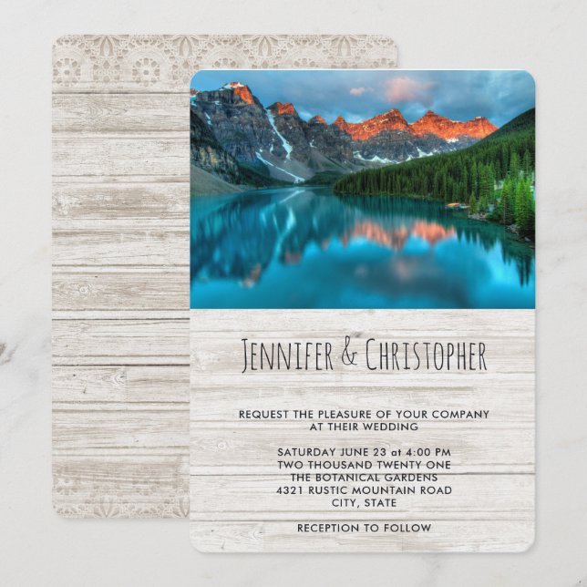 Scenic Mountain Landscape Photograph Wedding Invitation (Front/Back)