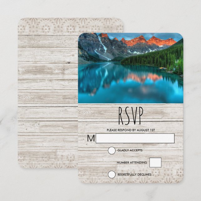 Scenic Mountain Landscape Photograph Wedding RSVP Card (Front/Back)