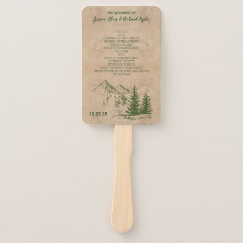 Scenic Mountain Range Wedding Programs Hand Fan