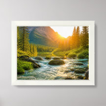 Scenic Mountain River Landscape Art Print