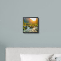 Scenic Mountain River Landscape Art Print