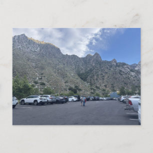 Scenic Mountain Viewpoint Parking Lot with Cars Postcard